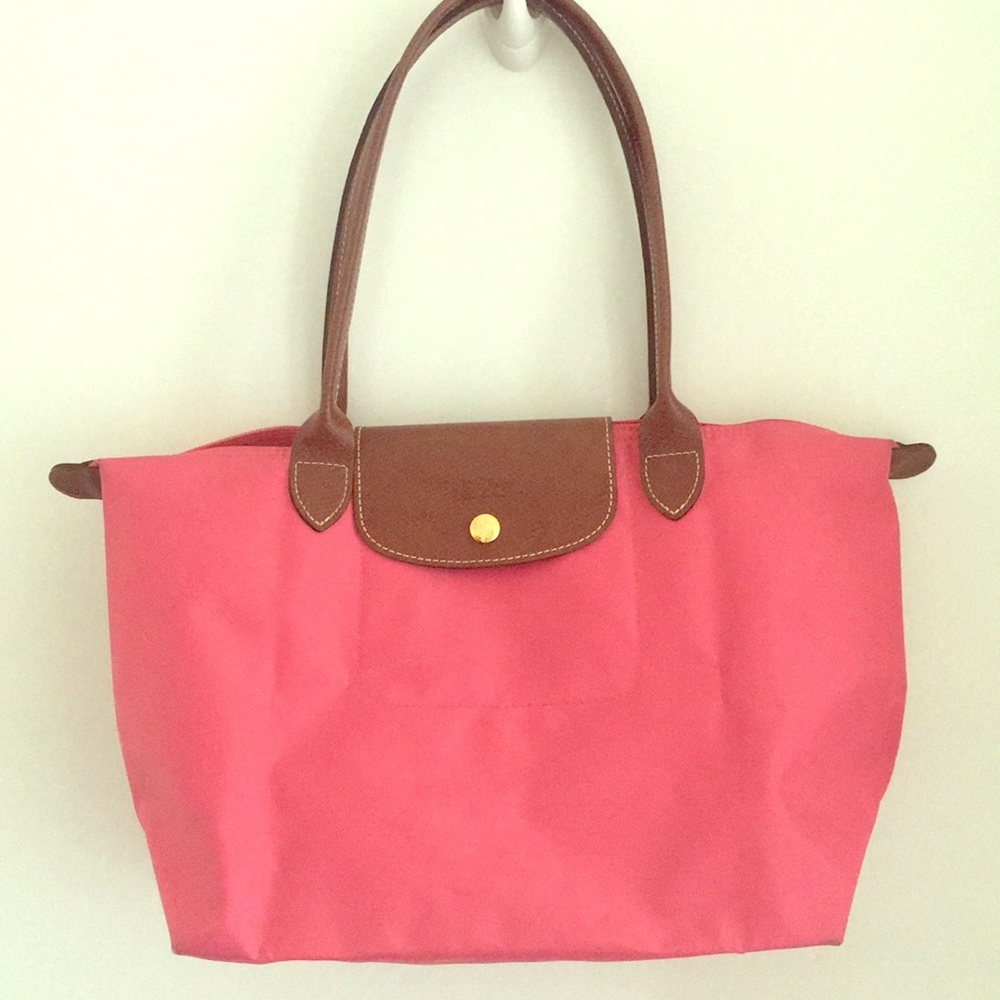 Longchamp Le Pliage Medium Flower Pink Gold